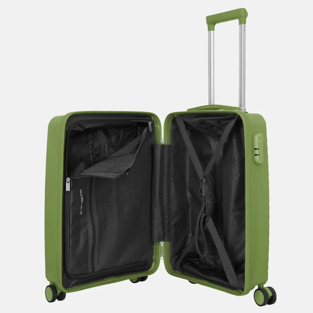 Travelite Pacific spinner 55cm olive bij Duifhuizen