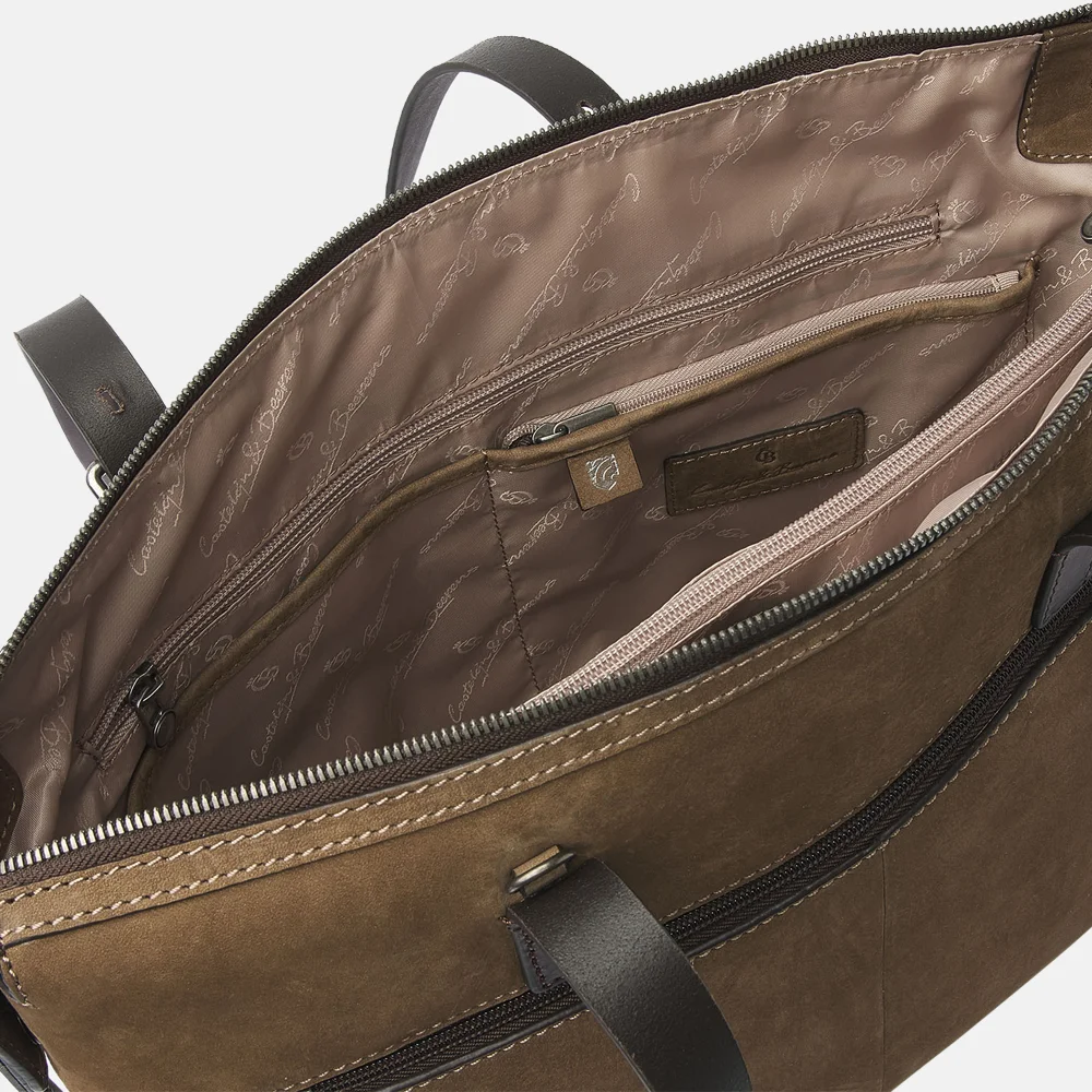 Castelijn en Beerens Nubuck schoudertas 15 inch taupe bij Duifhuizen