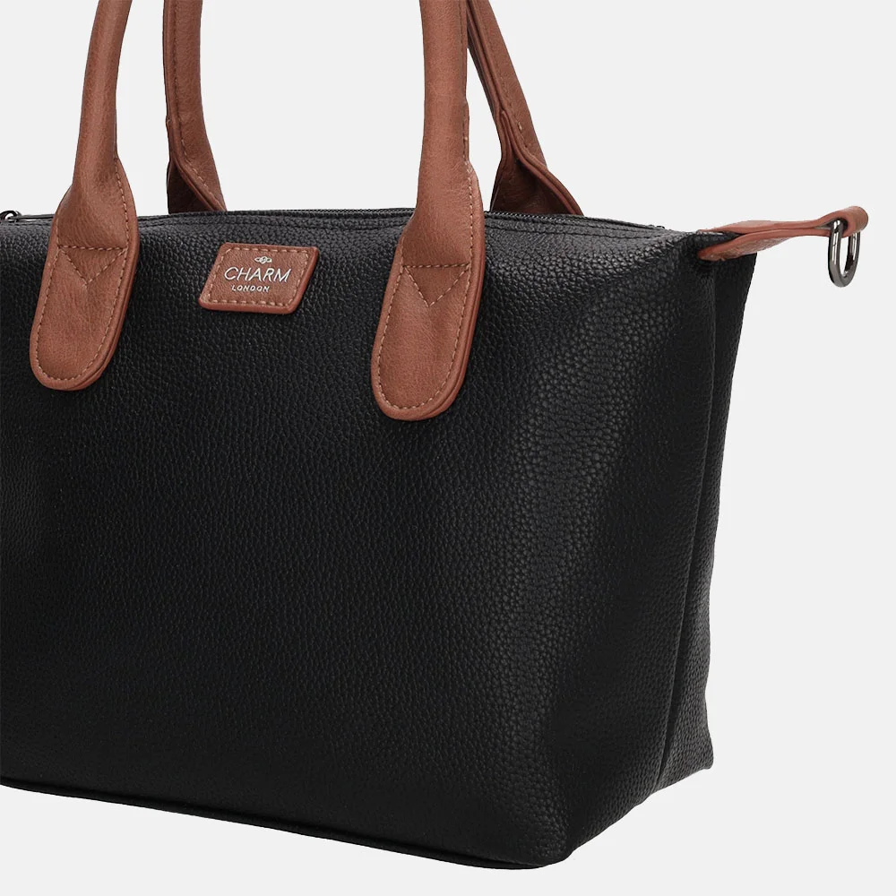 Charm London Buckingham Palace handtas M zwart/cognac bij Duifhuizen