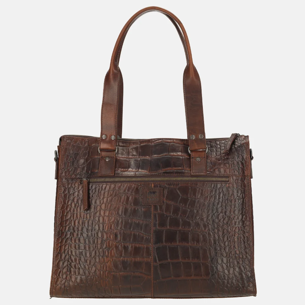Bear Design 1vaks croco laptoptas 16 inch donkerbruin bij Duifhuizen