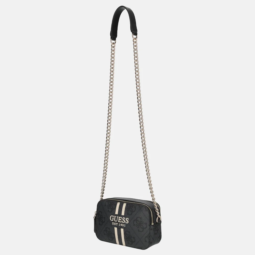 Guess Noelle II crossbody camera bag handtas coal logo bij Duifhuizen