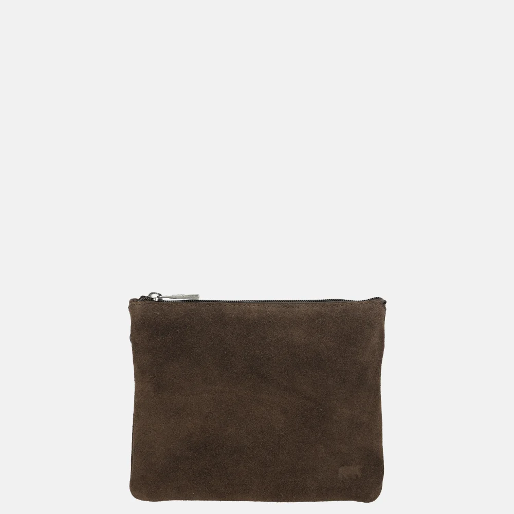 Bear Design crossbody tas rits dubbelvak suede donkerbruin bij Duifhuizen