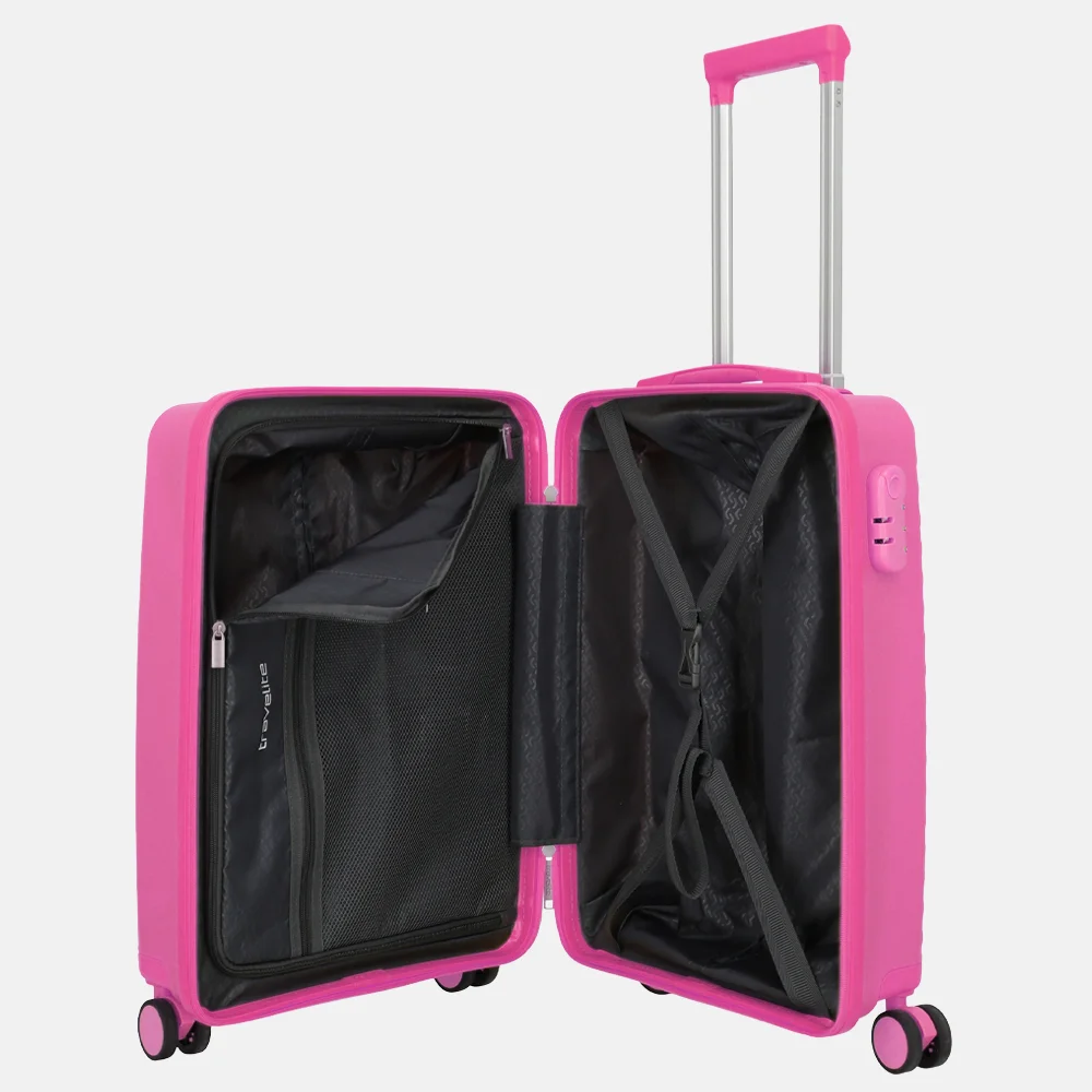 Travelite Pacific spinner 55cm pink bij Duifhuizen