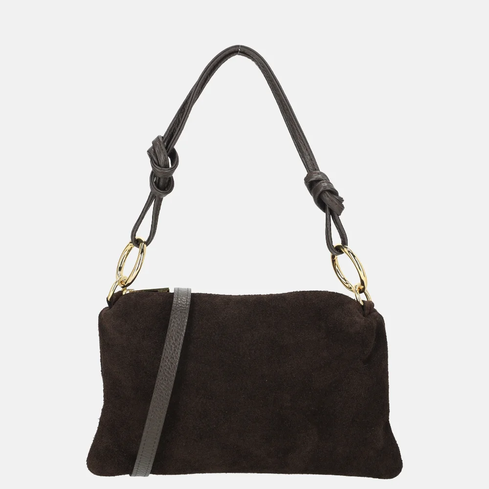 Charm London crossbody tas suede donkerbruin bij Duifhuizen