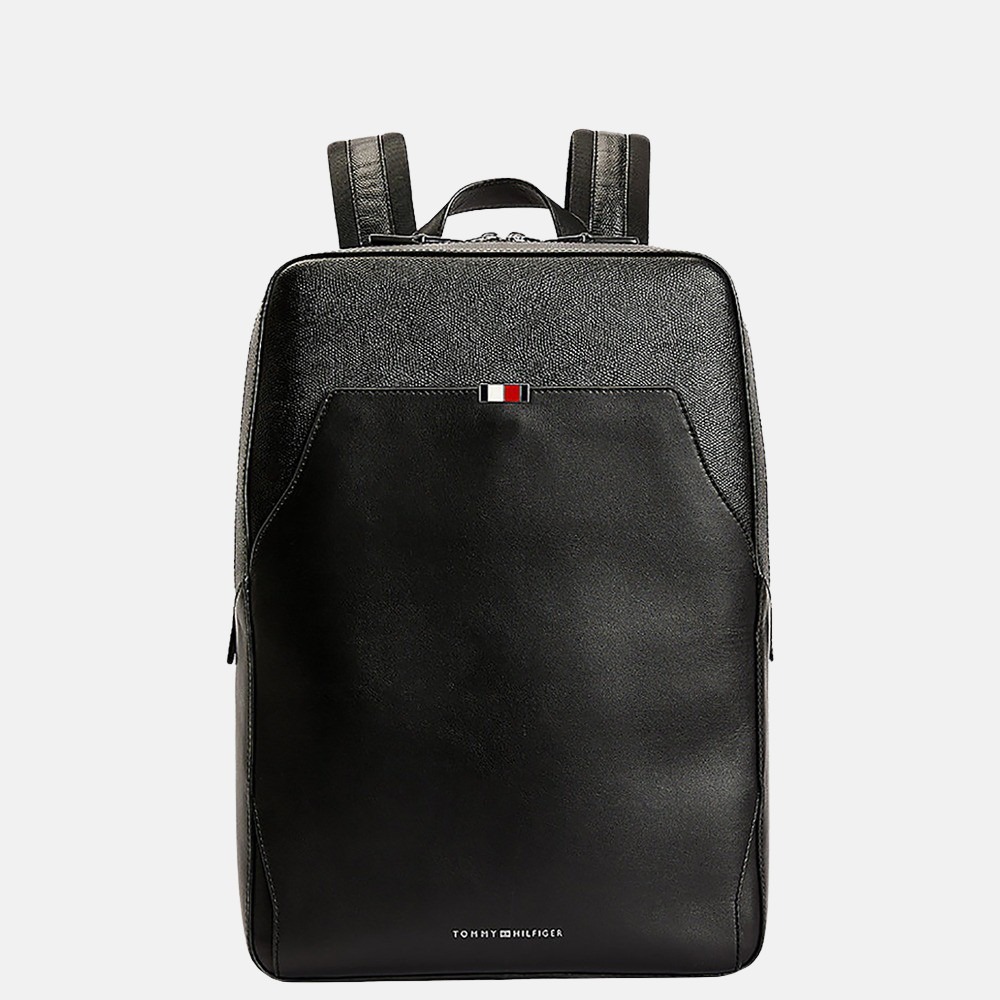 Tommy Hilfiger Business Leather rugzak black bij Duifhuizen