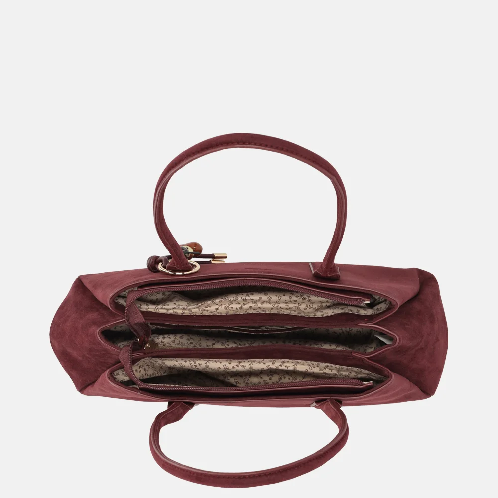 Flora & Co schoudertas suedine bordeaux bij Duifhuizen