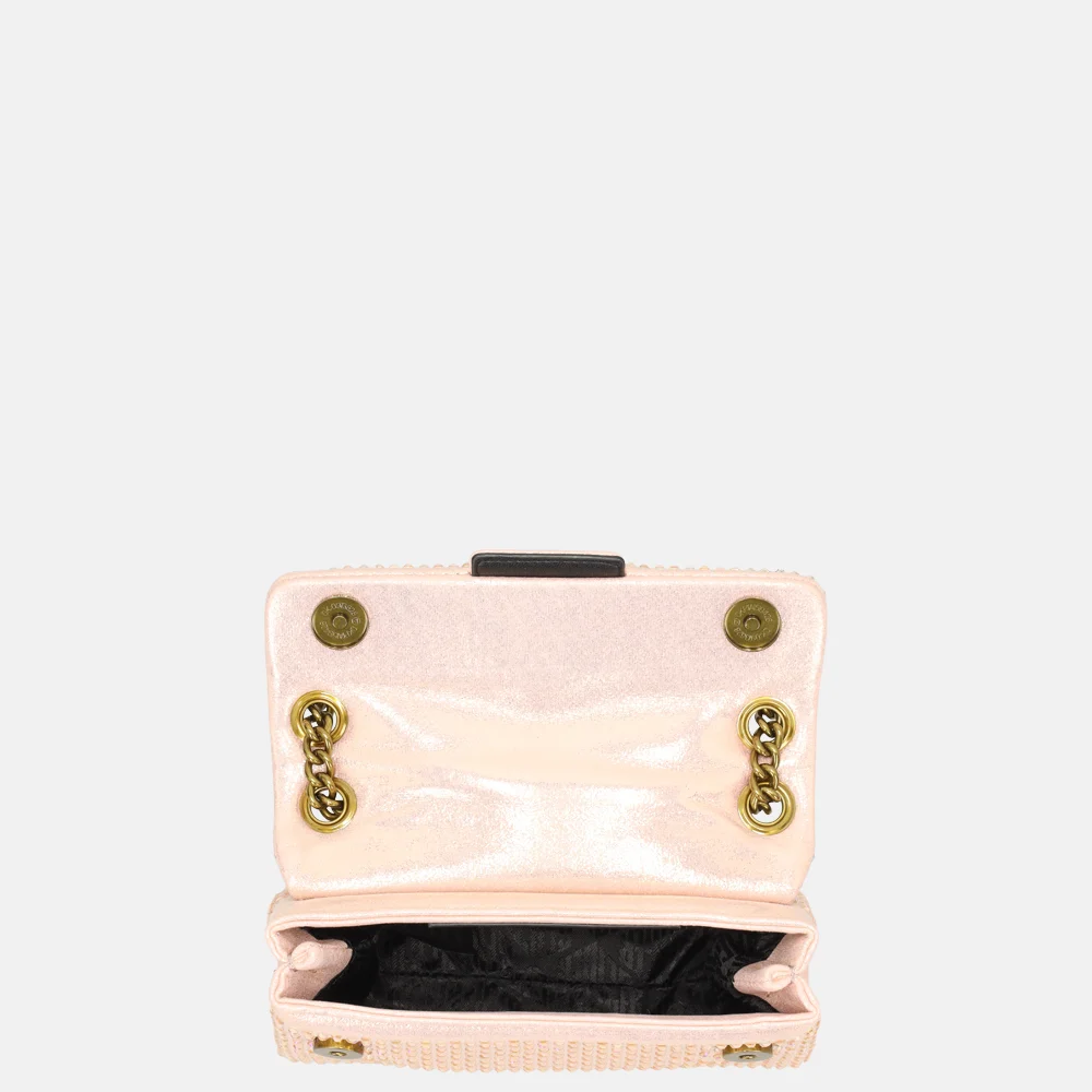 Kurt Geiger Kensington crystal schoudertas mini pink comb bij Duifhuizen
