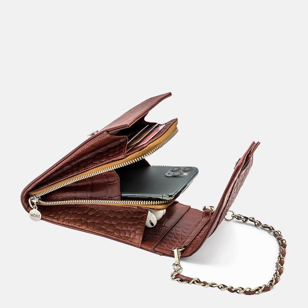 MŌSZ Phone-bag telefoontas croco cognac bij Duifhuizen