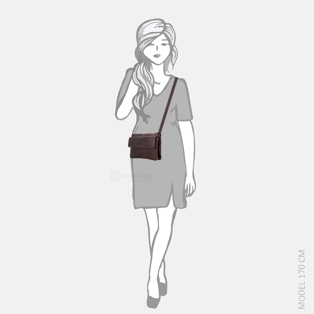 Hide & Stitches crossbody tas donkerbruin bij Duifhuizen