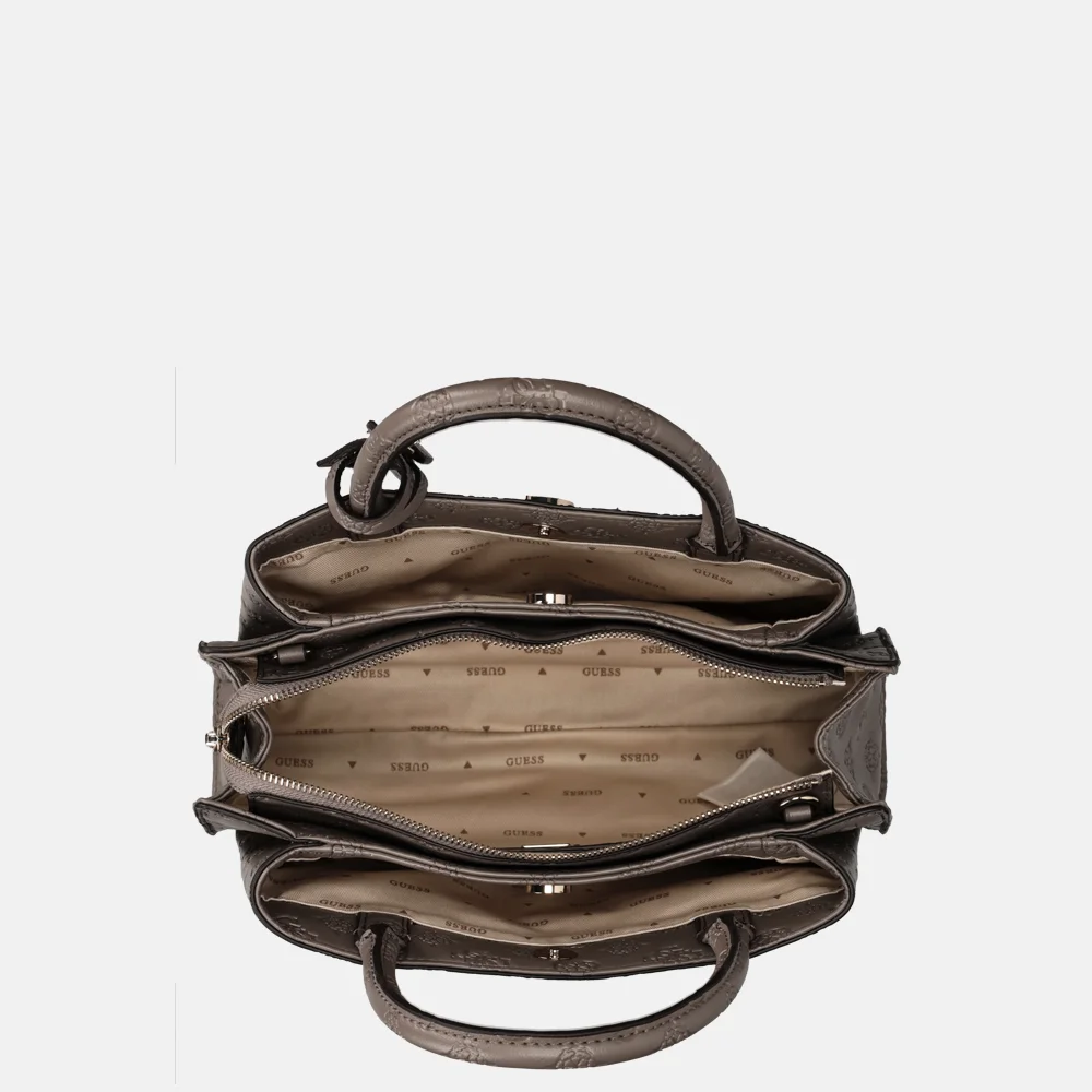 Guess Gerty girlfriend satchel handtas dark taupe bij Duifhuizen