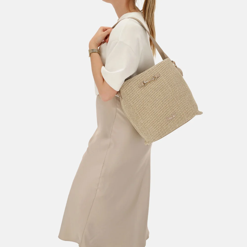 Charm London Santorini schoudertas M taupe bij Duifhuizen