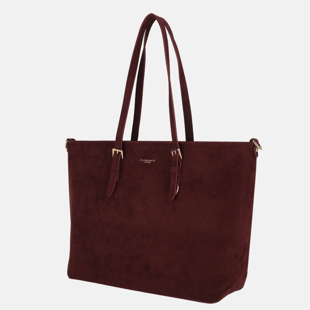 Flora & Co suedine shopper L bordeaux bij Duifhuizen