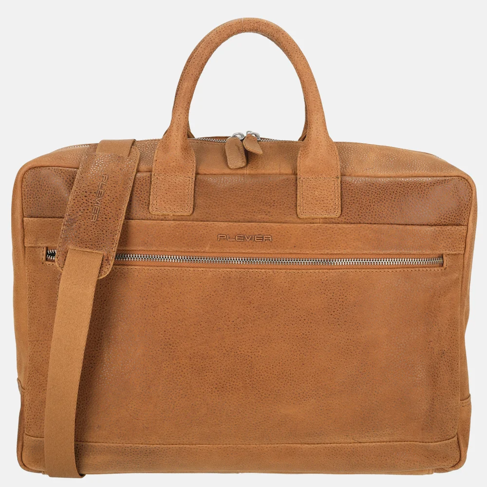 Plevier Kentron laptoptas 17.3 inch cognac bij Duifhuizen