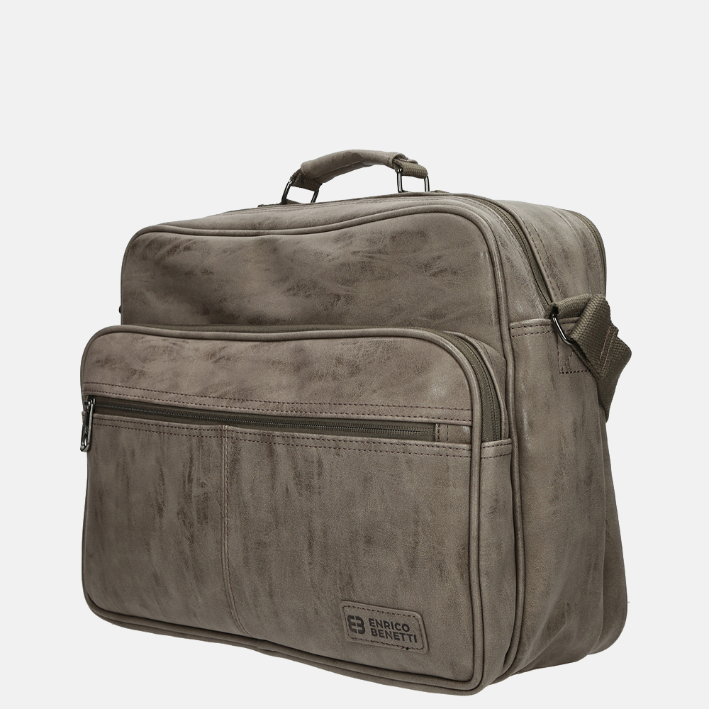 Enrico Benetti Rotterdam laptoptas 15 inch middentaupe bij Duifhuizen