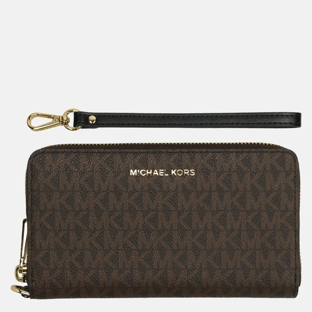 Michael Kors Jet Set portemonnee brown/acorn bij Duifhuizen