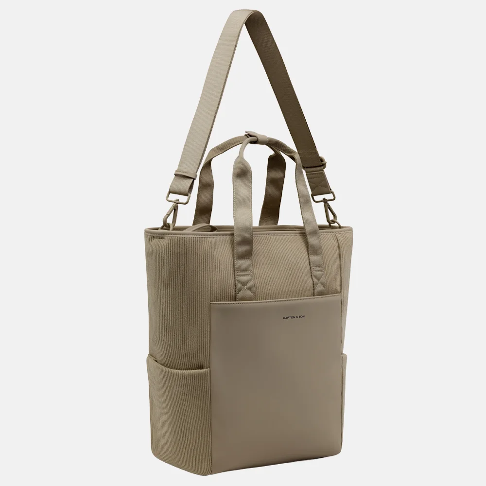 Kapten & Son Lindby Pro Cord laptoprugzak 15.6 inch khaki bij Duifhuizen