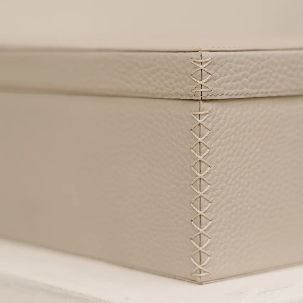 Chamada leren opbergbox rechthoek effen large beige bij Duifhuizen