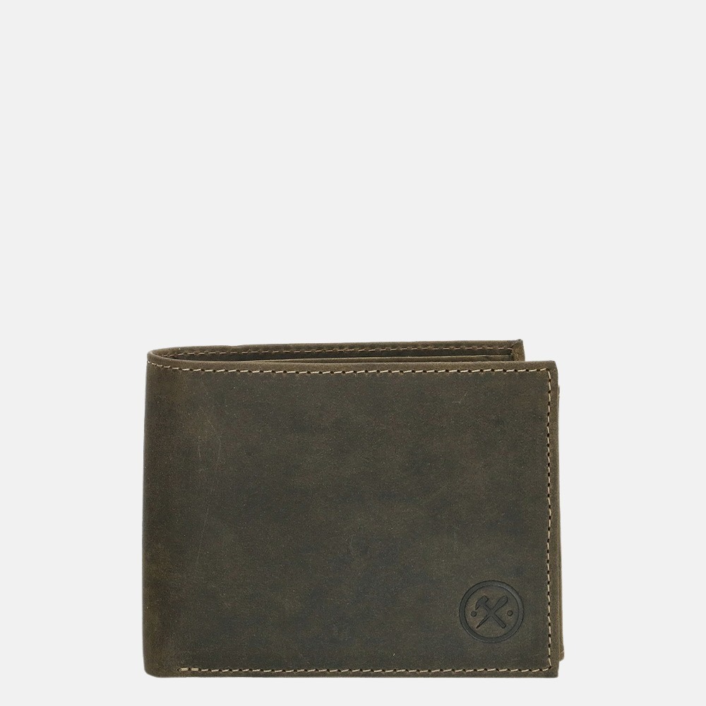 Hide & Stitches Idaho billfold olive green bij Duifhuizen