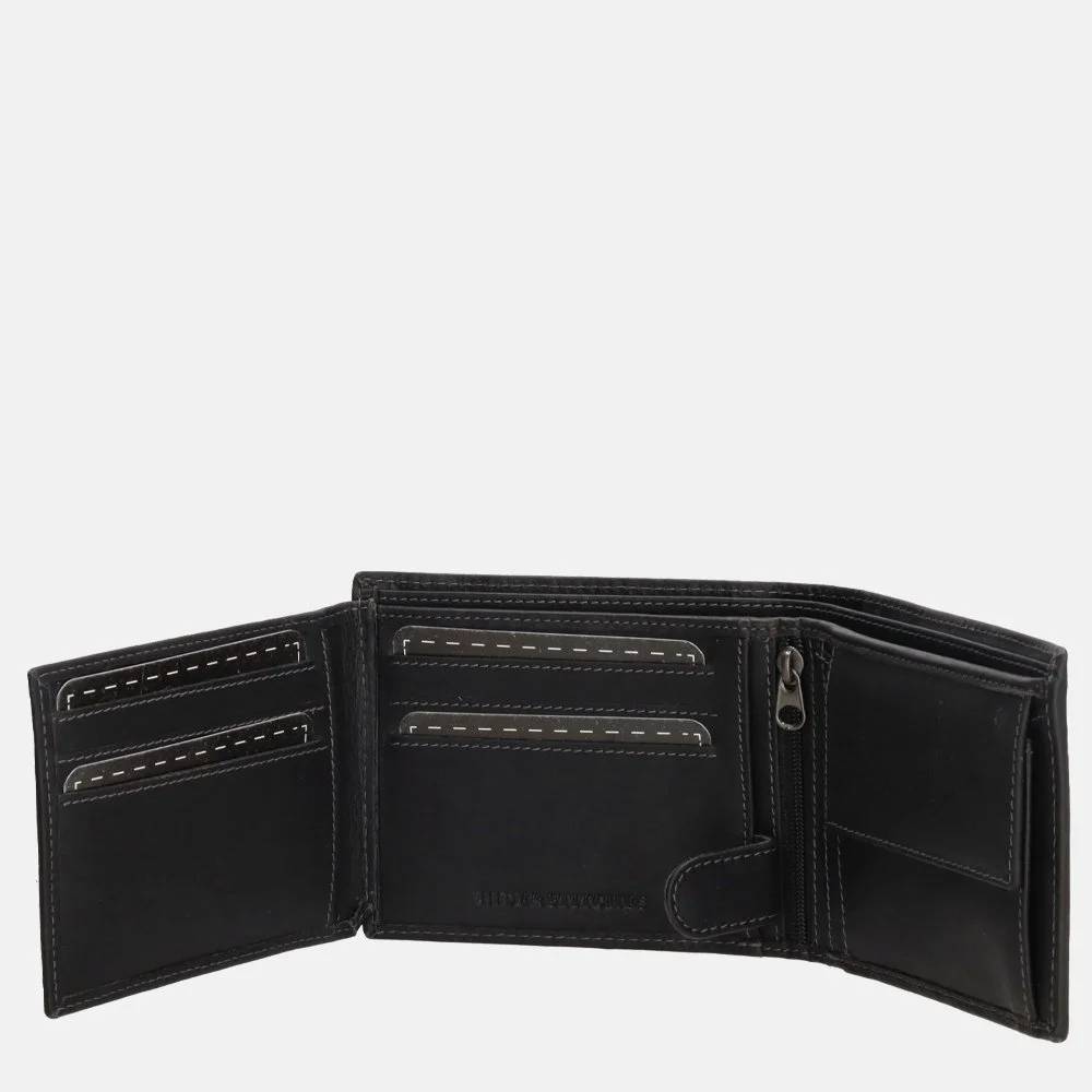 Hide & Stitches Idaho billfold zwart bij Duifhuizen