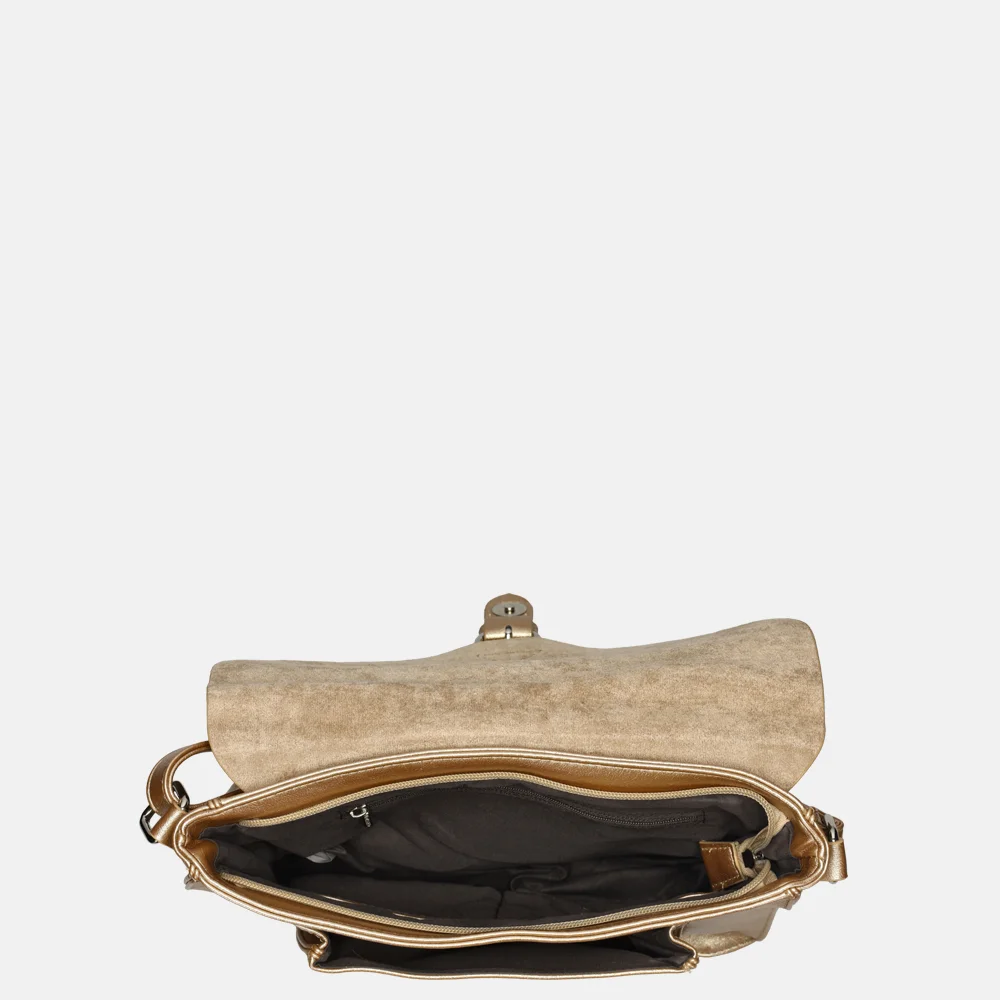 Flora & Co metallic crossbody tas champagne bij Duifhuizen