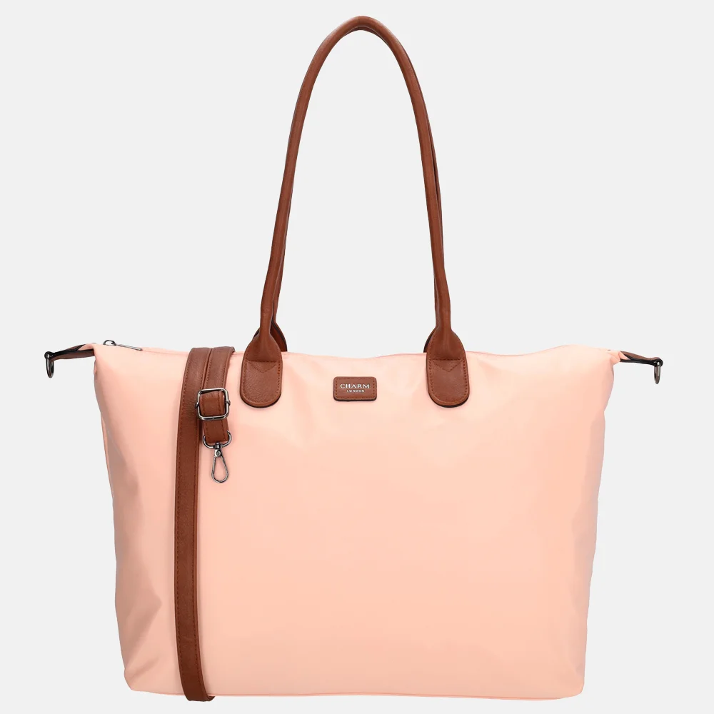 Charm London Buckingham shopper met 15.6 inch laptopvak L soft pink bij Duifhuizen