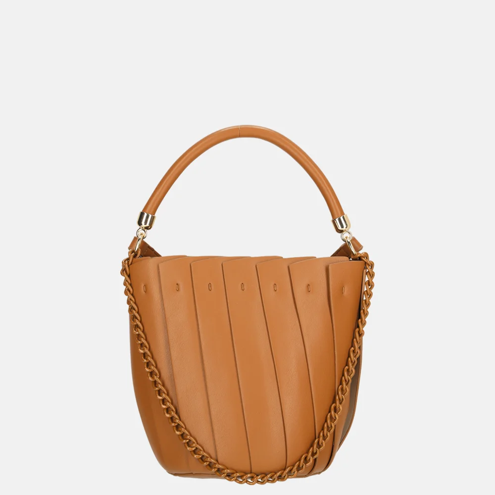 Firenze plissé bucket handtas brown bij Duifhuizen