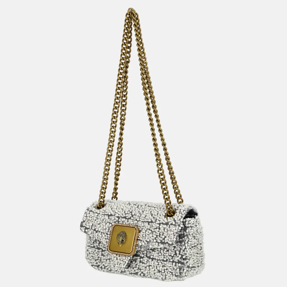 Kurt Geiger Pimlico mini schoudertas parel white/black bij Duifhuizen