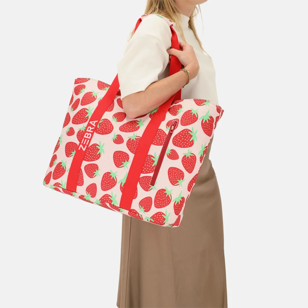 Zebra Trends strandtas met koelvak strawberry bij Duifhuizen