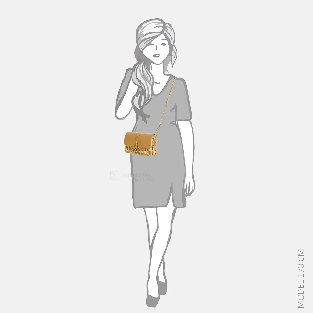Flora & Co riet crossbody tas naturel/camel bij Duifhuizen