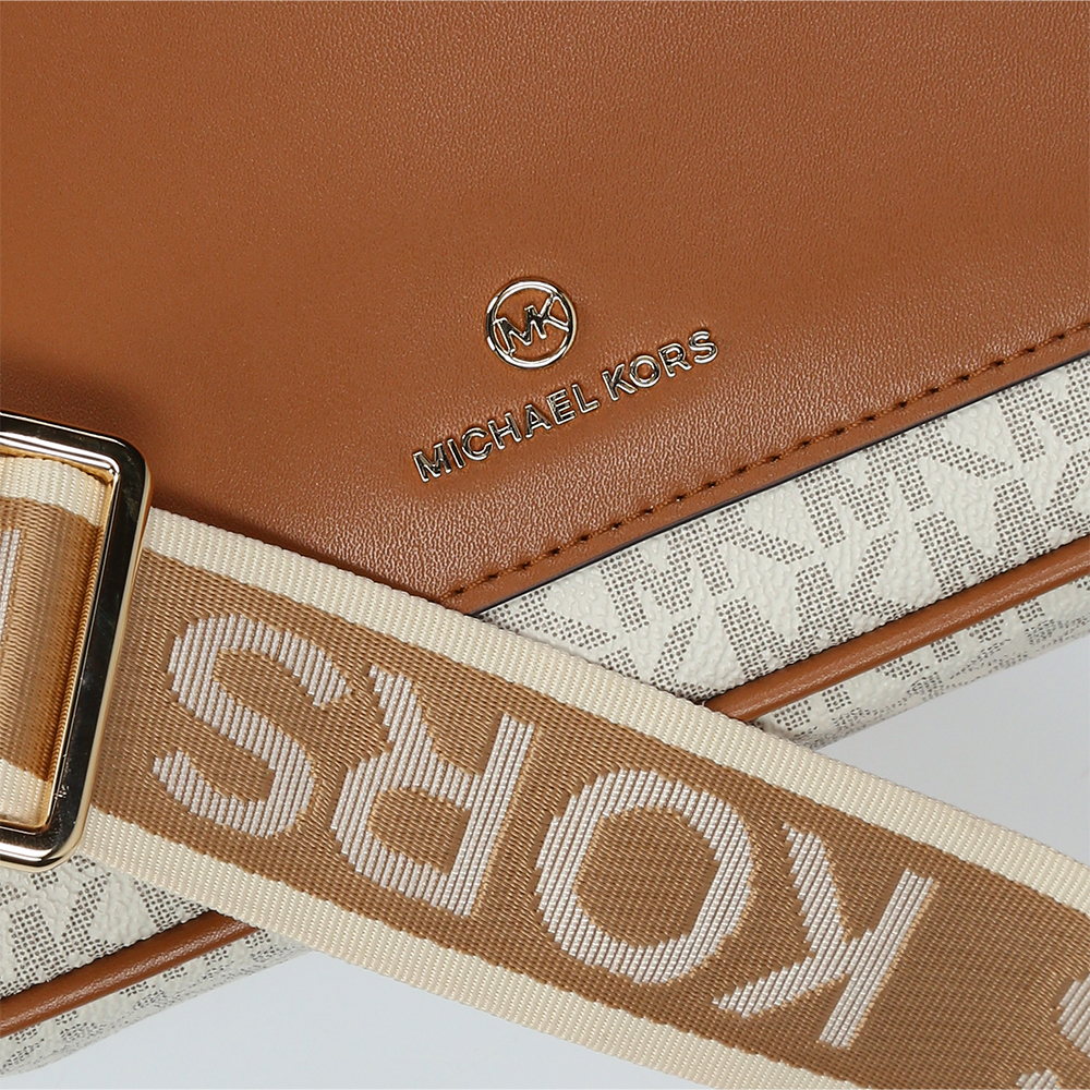 Michael Kors Meave crossbody tas L vanille/acorn bij Duifhuizen
