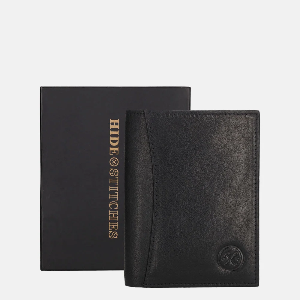 Hide & Stitches billfold zwart bij Duifhuizen