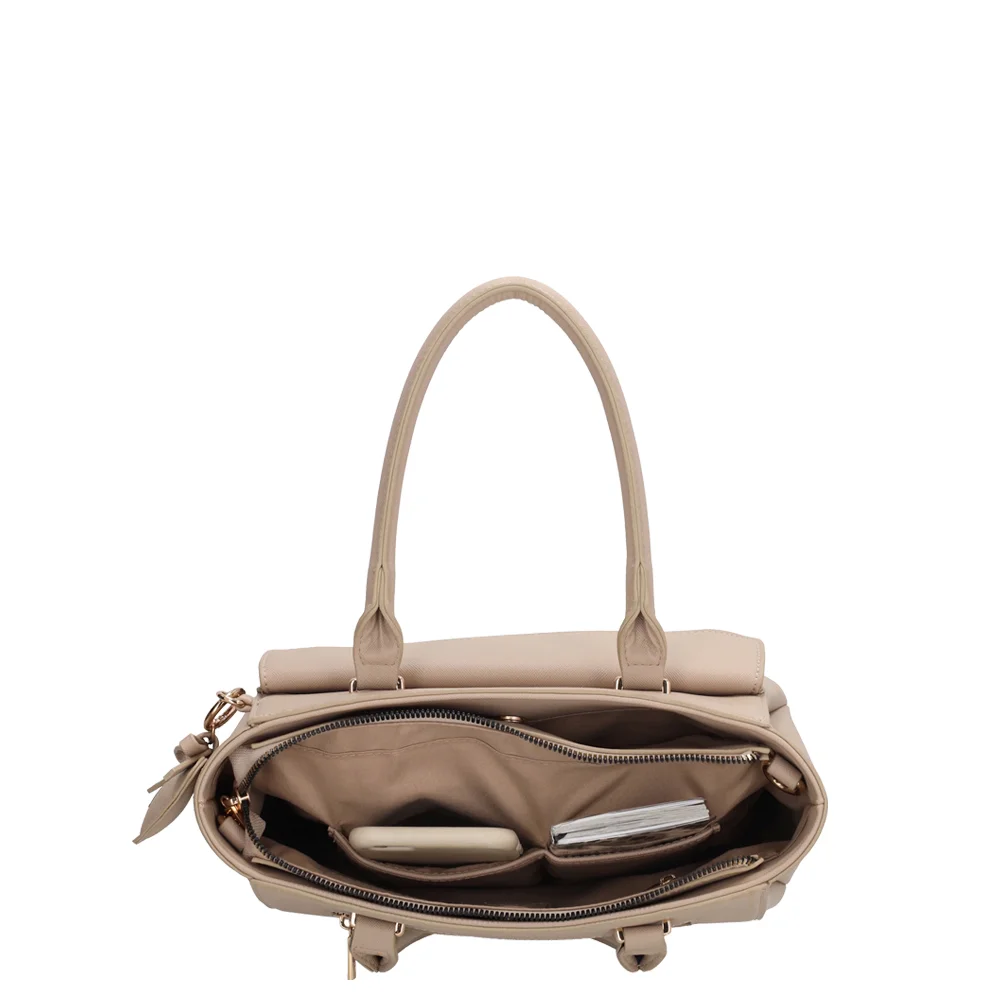 Charm London Cambridge handtas M lichtaupe bij Duifhuizen