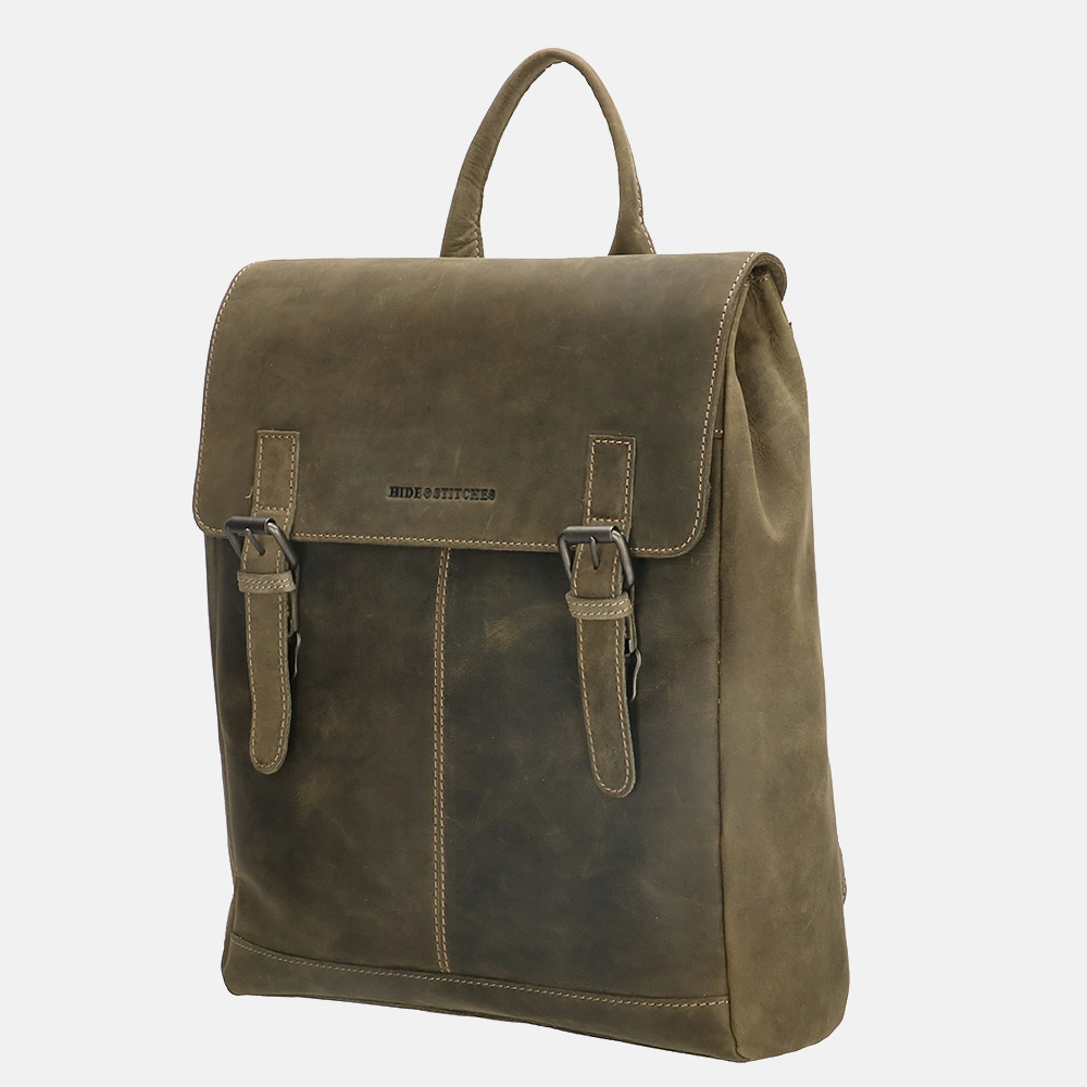 Hide & Stitches Idaho rugzak 13.3 inch olive green bij Duifhuizen
