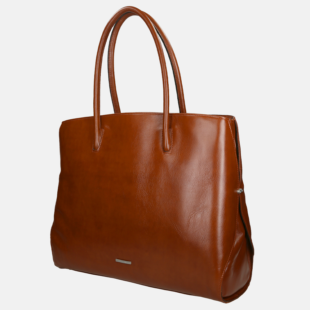 Claudio Ferrici Classico shopper 13.3 inch cuoio bij Duifhuizen