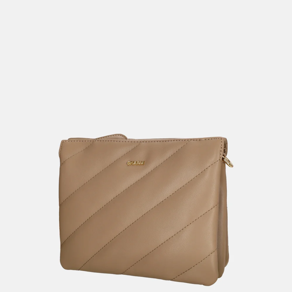 Charm London Via Dante crossbody tas taupe bij Duifhuizen
