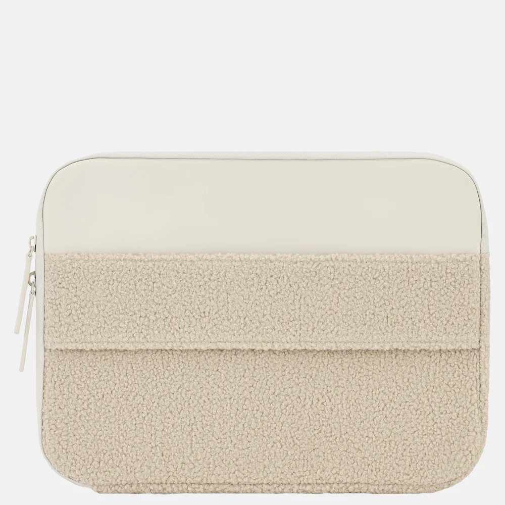 Kapten & Son Vinstra laptophoes 14 inch sandstone fleece bij Duifhuizen
