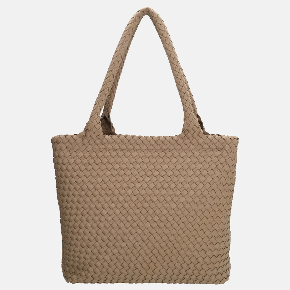 Charm London  Madera shopper gevlochten neopreen taupe bij Duifhuizen