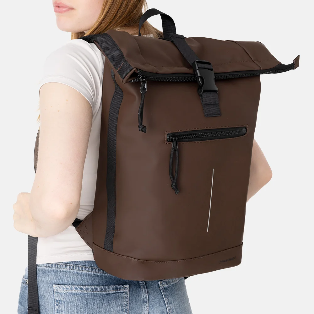 New Rebels Mart laptop rugzak 15 inch donkerbruin bij Duifhuizen