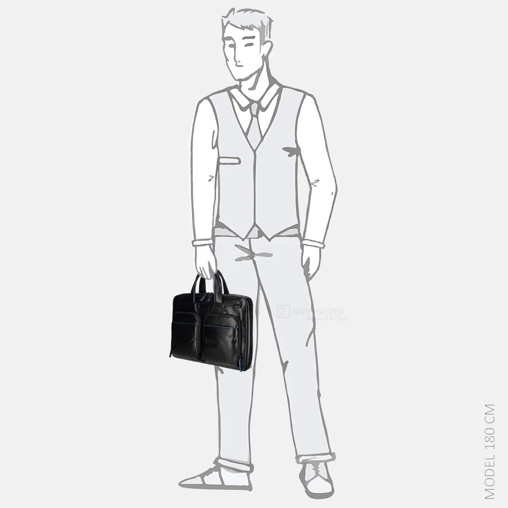 Piquadro laptoptas 14 inch blue bij Duifhuizen