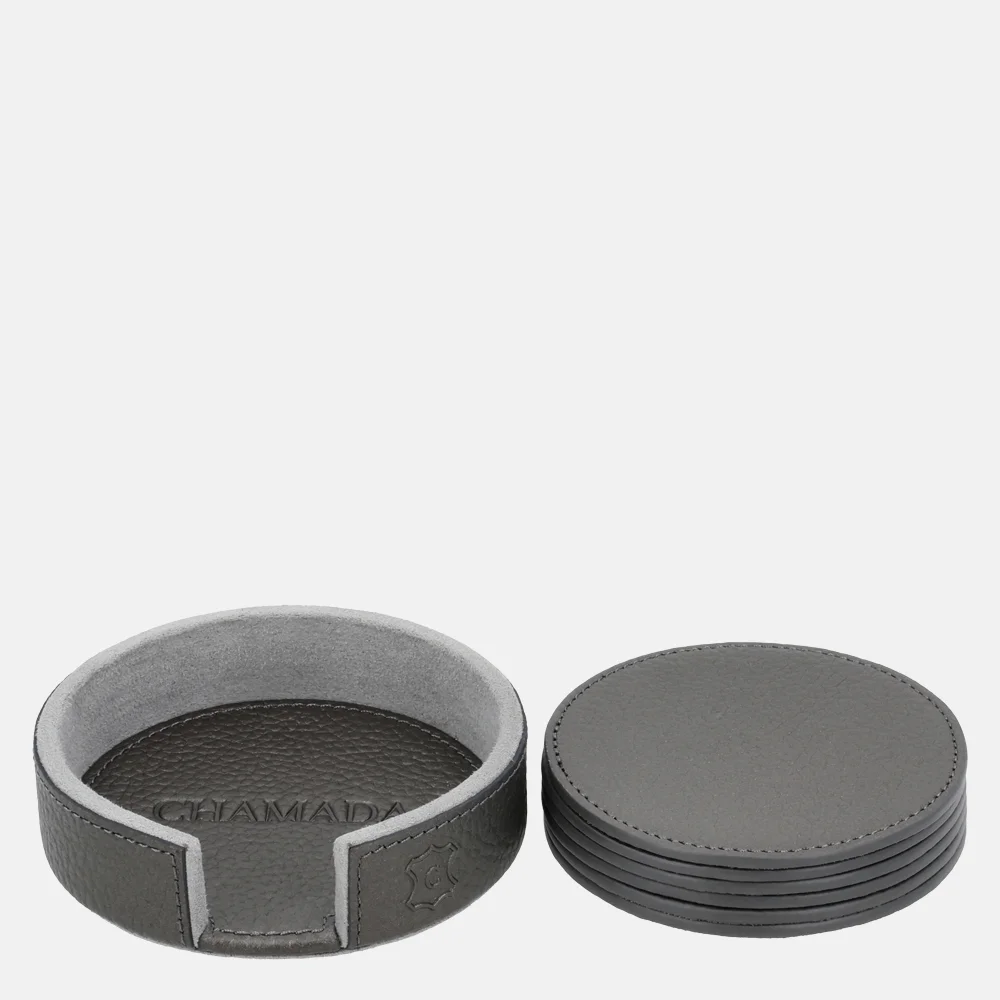 Chamada leren ronde onderzetters effen gun bij Duifhuizen