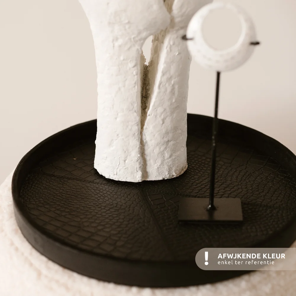 Chamada leren dienblad rond croco M taupe bij Duifhuizen