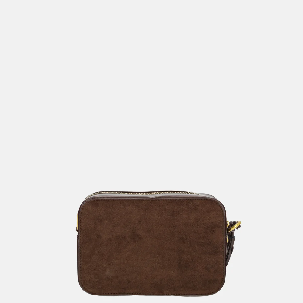 Laurent David Camille crossbody tas box suedine dark brown bij Duifhuizen