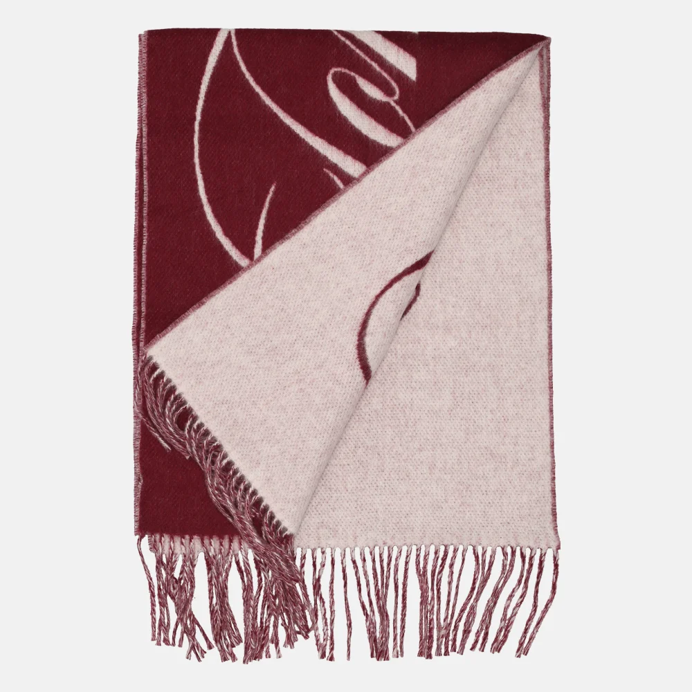 Tommy Hilfiger Script logo sjaal deep rouge bij Duifhuizen