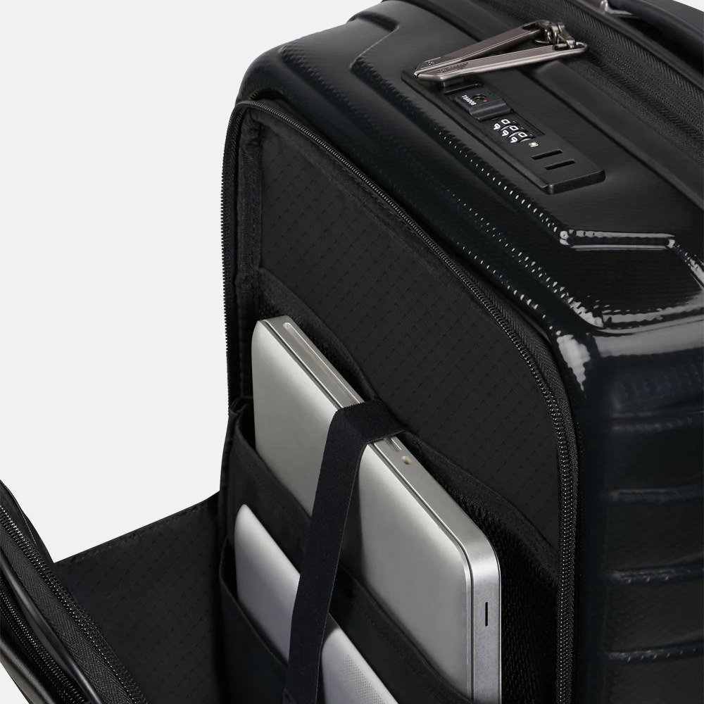 Samsonite Proxis frontpocket handbagage koffer 55 cm expandable black bij Duifhuizen