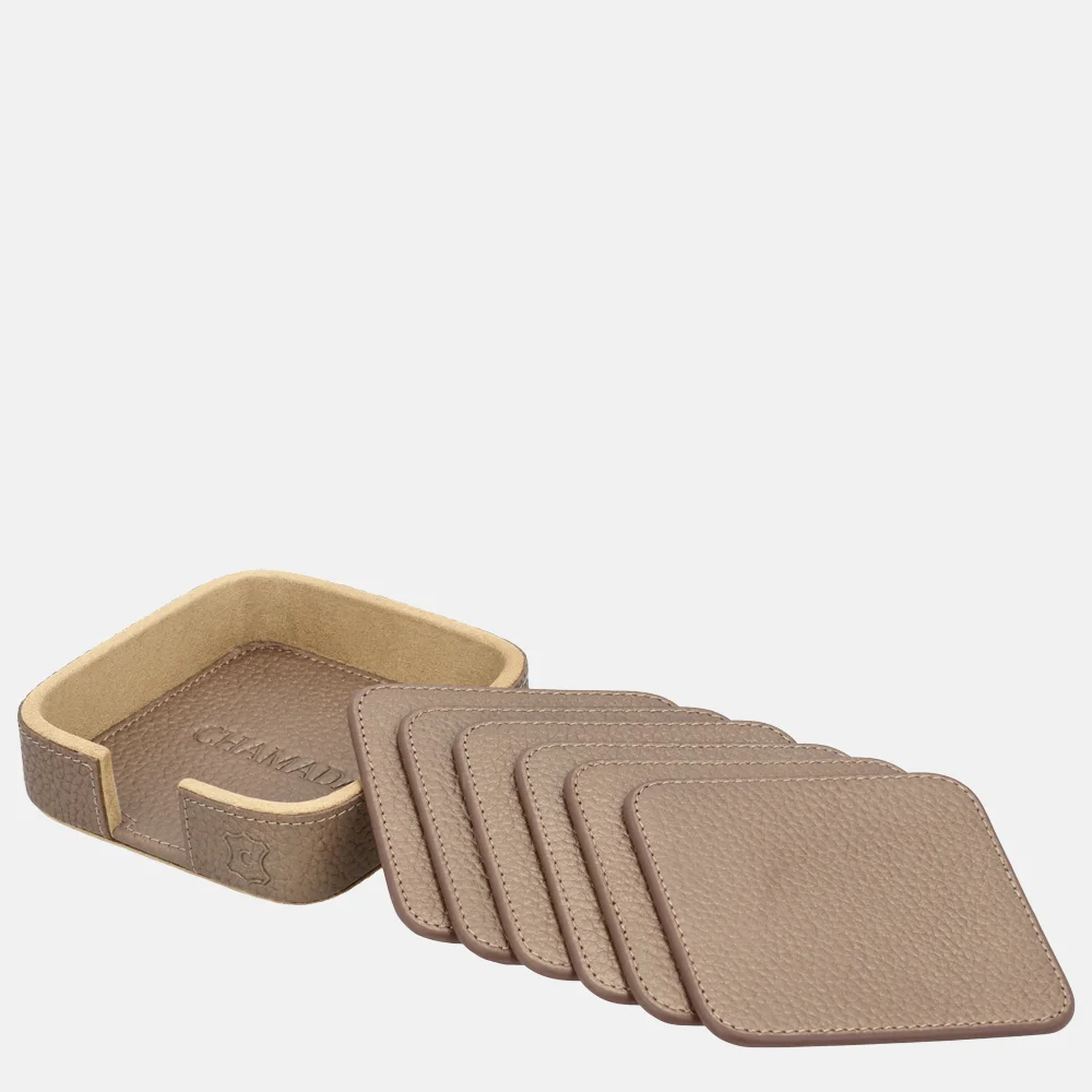 Chamada leren onderzetters effen vierkant koper bij Duifhuizen