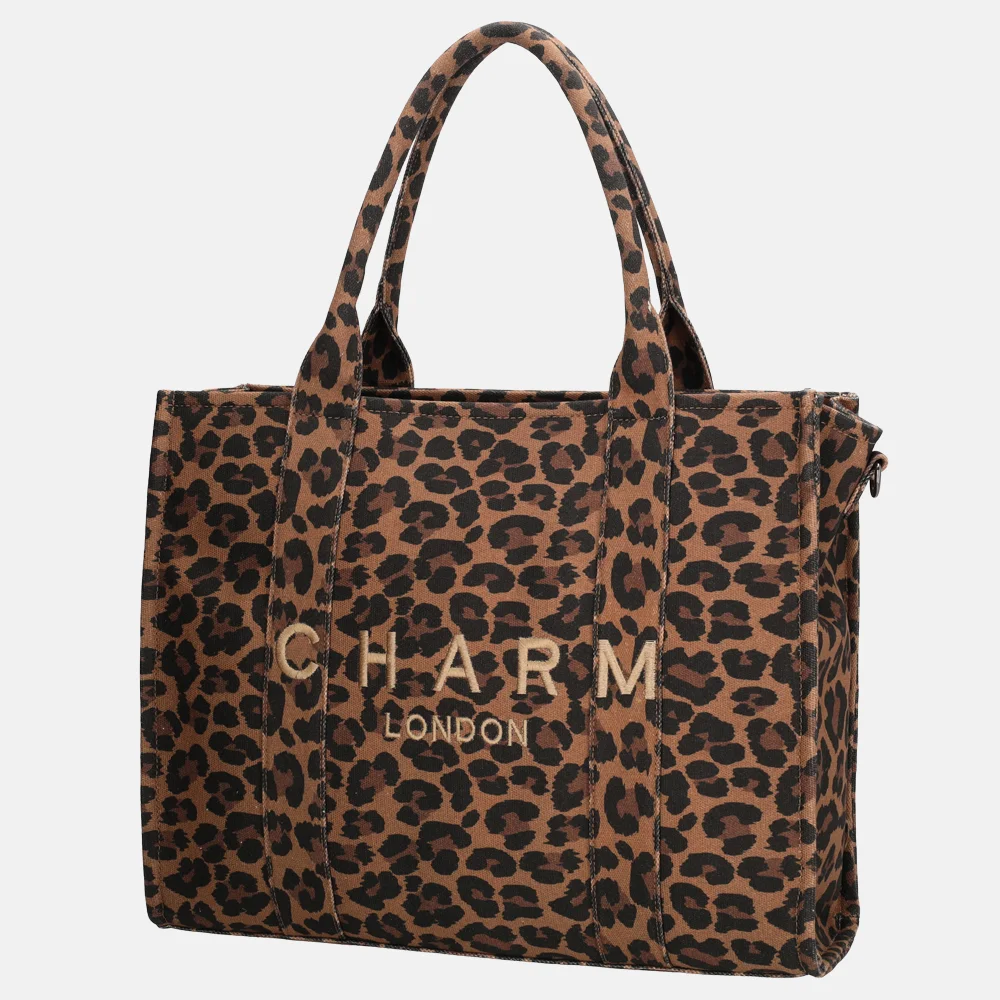 Charm London handtas met laptopvak luipaard bij Duifhuizen