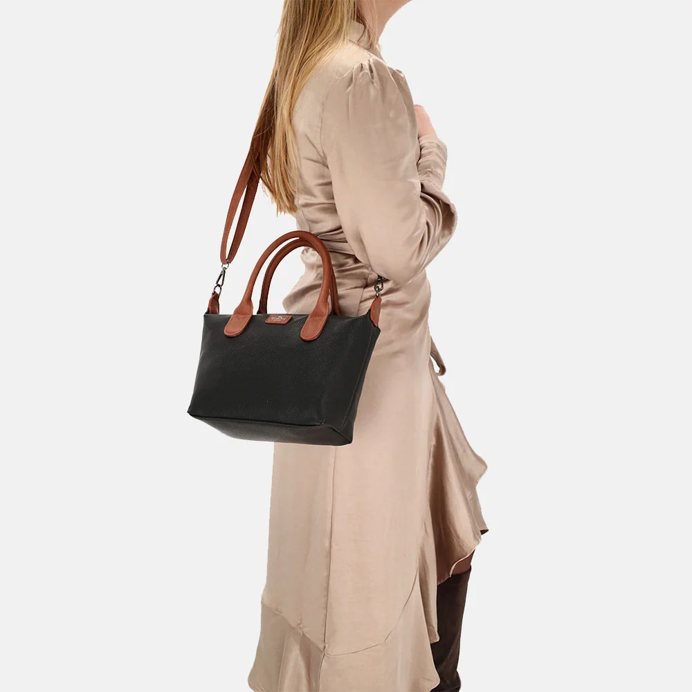 Charm London Buckingham Palace handtas M zwart/cognac bij Duifhuizen