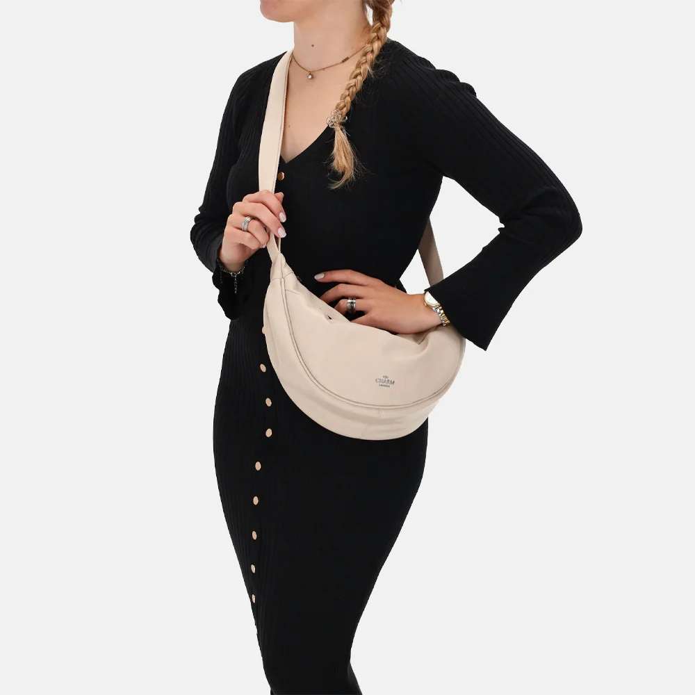 Charm London Lupin crossbody tas licht taupe bij Duifhuizen