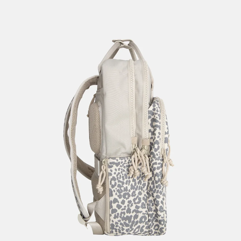 New Rebels Urban Milwaukee laptoprugzak beige leopard bij Duifhuizen