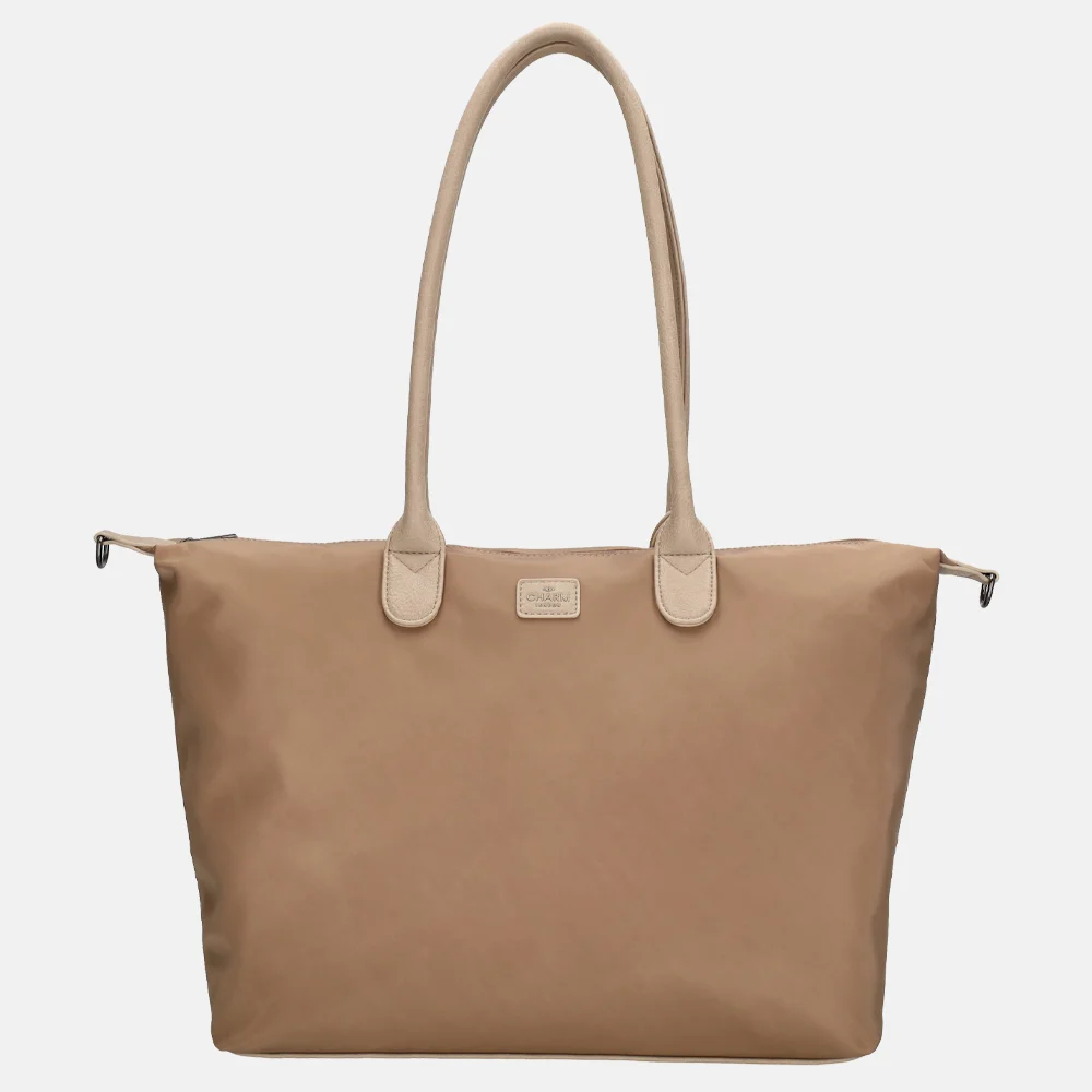 Charm London Buckingham Mono shopper met 15.6 inch laptopvak L lichttaupe bij Duifhuizen
